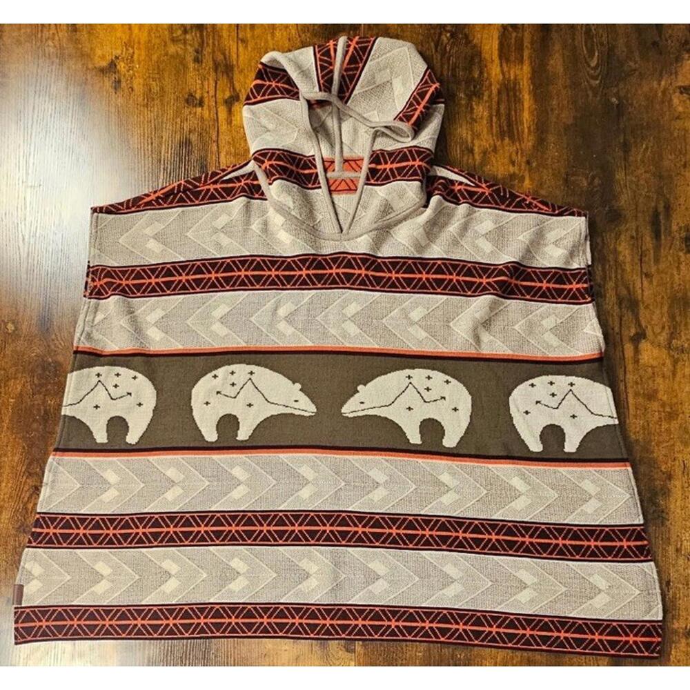 Pendleton Western Hooded‎ Poncho Adult Wool Blend Bears OS Slit Sleeve EUC